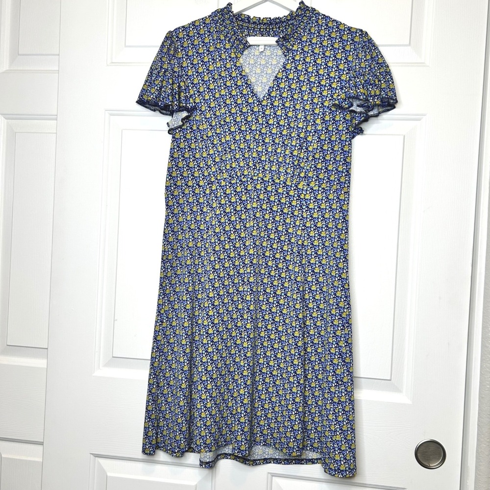 Lark & Ro‎ Floral Print Ruffle Neck Short Sleeve Dress Size 14